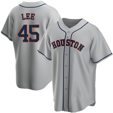 Men's Majestic Houston Astros #45 Carlos Lee Replica White Strip MLB Jersey