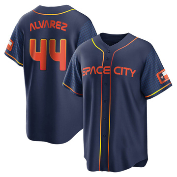 Nike Men's Replica Houston Astros Yordan Alvarez #44 Navy Cool Base Jersey