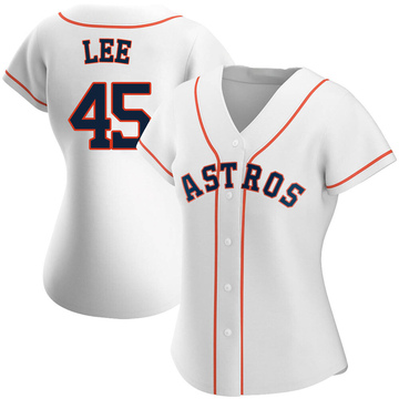 Men's Majestic Houston Astros #45 Carlos Lee Replica White Strip