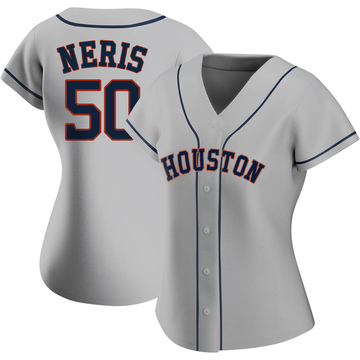 Hector Neris Houston Astros Women's Navy Backer Slim Fit Long Sleeve T-Shirt  