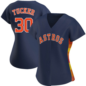 Kyle Tucker Houston Astros Women's Navy Name and Number Banner Wave V-Neck  T-Shirt 